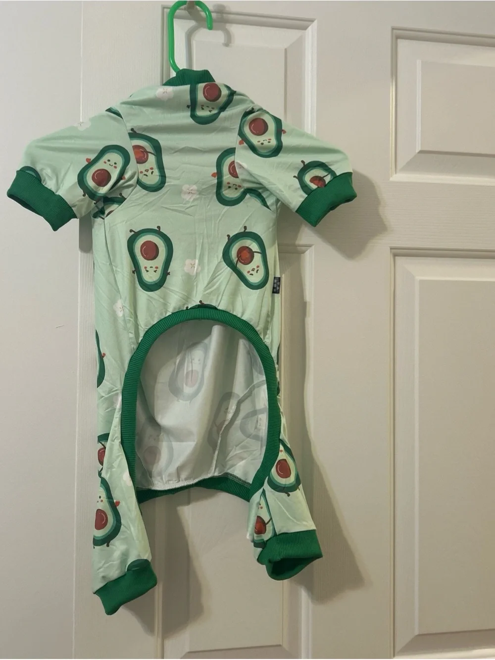 Dog Avocado Print Pajama Romper - Green
